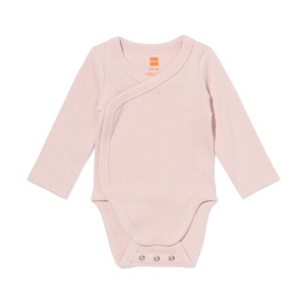 HEMA Baby meegroeiromper rib roze (roze) | HEMA