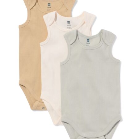 HEMA Baby meegroeirompers rib - 3 stuks blauw (blauw) | HEMA