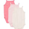 HEMA Baby meegroeirompers rib - 3 stuks roze (roze) | HEMA