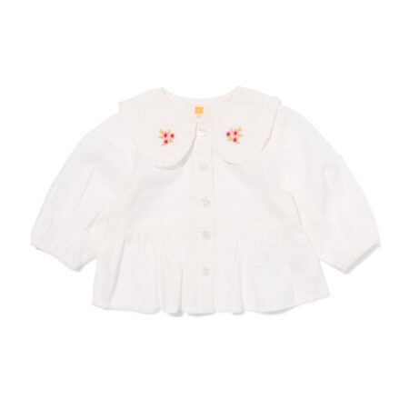Babyblouse bloemen wit
