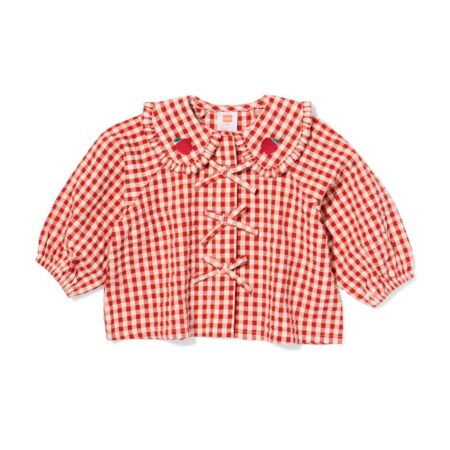 HEMA Babyblouse seersucker ruiten rood (rood) | HEMA