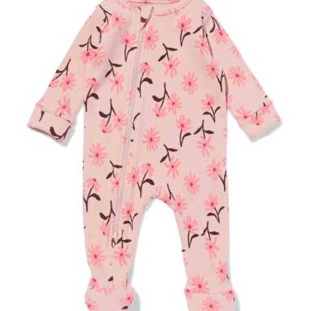 Babyboxpakje rib bloemen roze