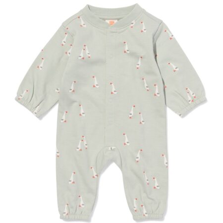 Babyboxpakje sweatstof ganzen lichtgroen