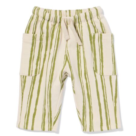 HEMA Babybroek comfy fit sweatstof strepen groen (groen) | HEMA