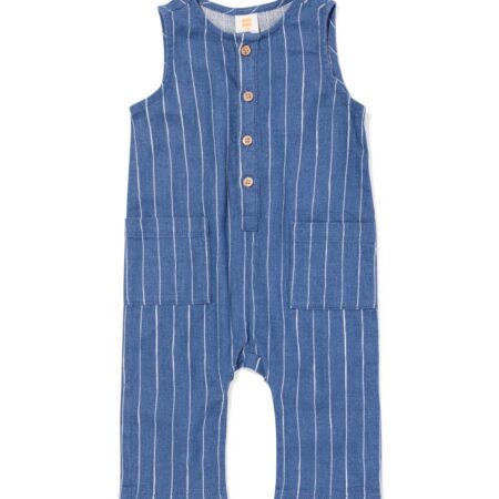 HEMA Babyjumpsuit linnen strepen blauw (blauw) | HEMA