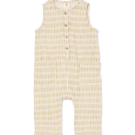 HEMA Babyjumpsuit mousseline abstract ecru (ecru) | HEMA