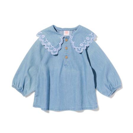 HEMA Babyjurk A-lijn denim middenblauw (middenblauw) | HEMA