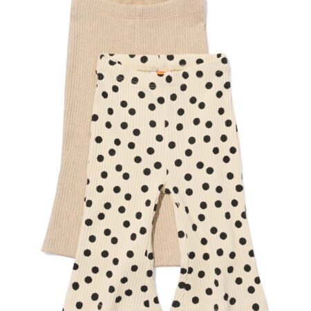 HEMA Babylegging flared fit rib stippen - 2 stuks ecru (ecru) | HEMA