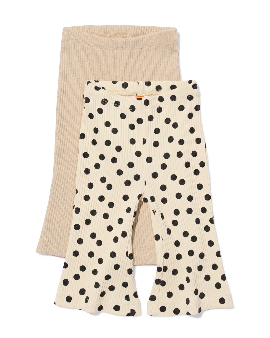 HEMA Babylegging flared fit rib stippen - 2 stuks ecru (ecru) | HEMA