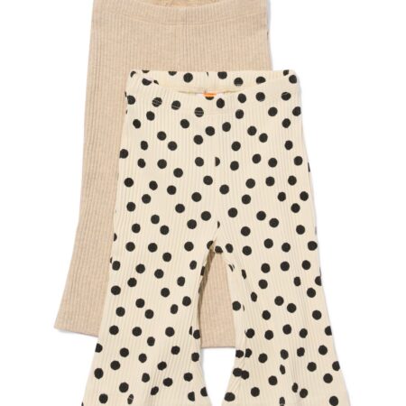 Babylegging flared fit rib stippen - 2 stuks ecru
