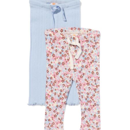 HEMA Babyleggings aansluitend ajour bloemen - 2 stuks blauw (blauw) | HEMA