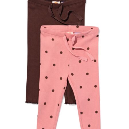 HEMA Babyleggings aansluitend rib stippen - 2 stuks roze (roze) | HEMA