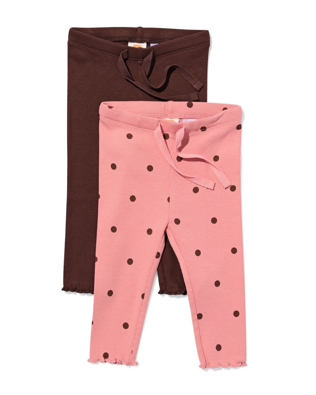 HEMA Babyleggings aansluitend rib stippen - 2 stuks roze (roze) | HEMA