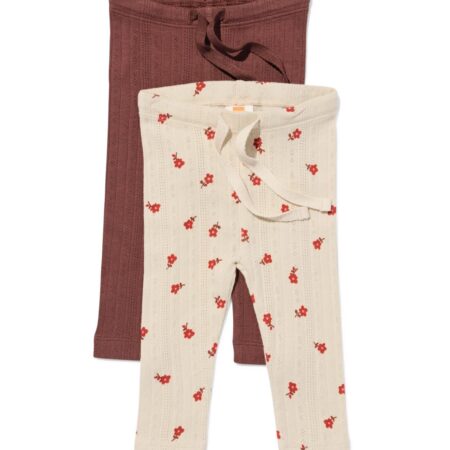 HEMA Babyleggings ajour bloemen - 2 stuks bruin (bruin) | HEMA