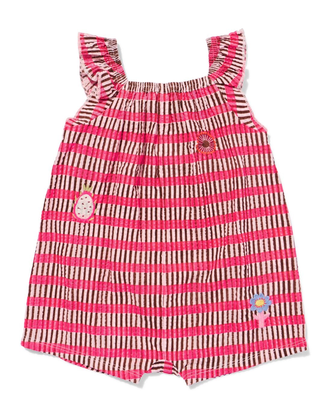 HEMA Babyplaysuit seersucker strepen roze (roze) | HEMA