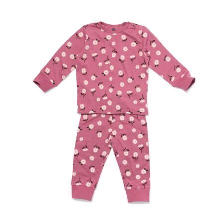 Babypyjama bloemen donkerroze