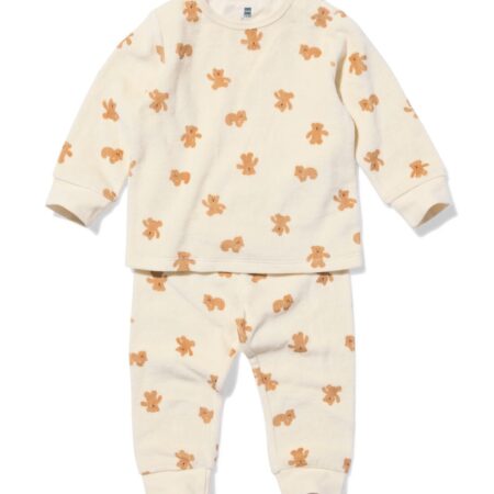 HEMA Babypyjama velours beren naturel (naturel) | HEMA
