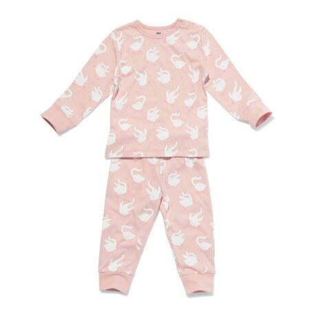 HEMA Babypyjama zwanen lichtroze (lichtroze) | HEMA