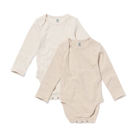 HEMA Babyromper LENZING™ ECOVERO™ rib - 2 stuks naturel (naturel) | HEMA