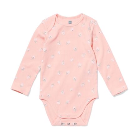 HEMA Babyromper LENZING™ ECOVERO™ rib bloemen lichtroze (lichtroze) | HEMA