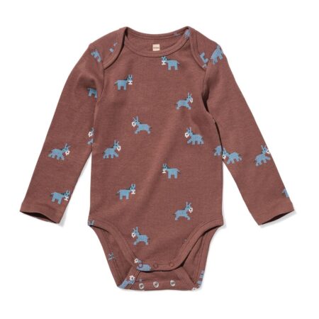 HEMA Babyromper LENZING™ ECOVERO™rib dieren bruin (bruin) | HEMA