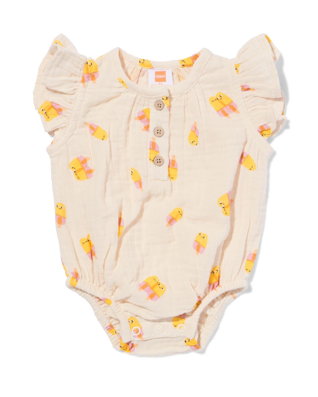 HEMA Babyromper mousseline ijsjes ecru (ecru) | HEMA