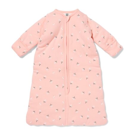 HEMA Babyslaapzak met afneembare mouwen katoen 3tog bloemen lichtroze (lichtroze) | HEMA