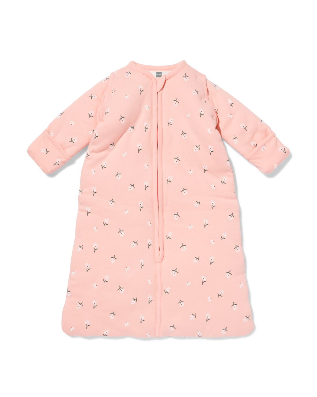 HEMA Babyslaapzak met afneembare mouwen katoen 3tog bloemen lichtroze (lichtroze) | HEMA