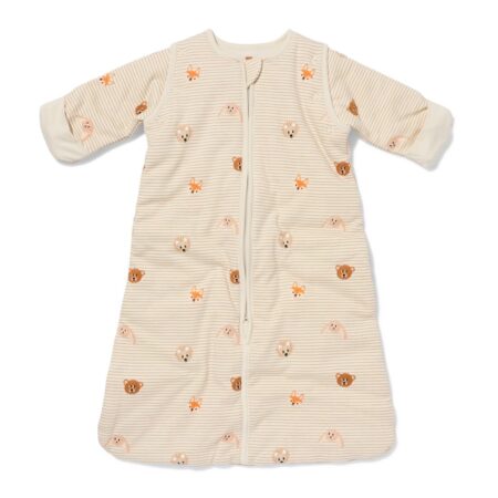 HEMA Babyslaapzak met afneembare mouwen katoen 3tog dieren naturel (naturel) | HEMA