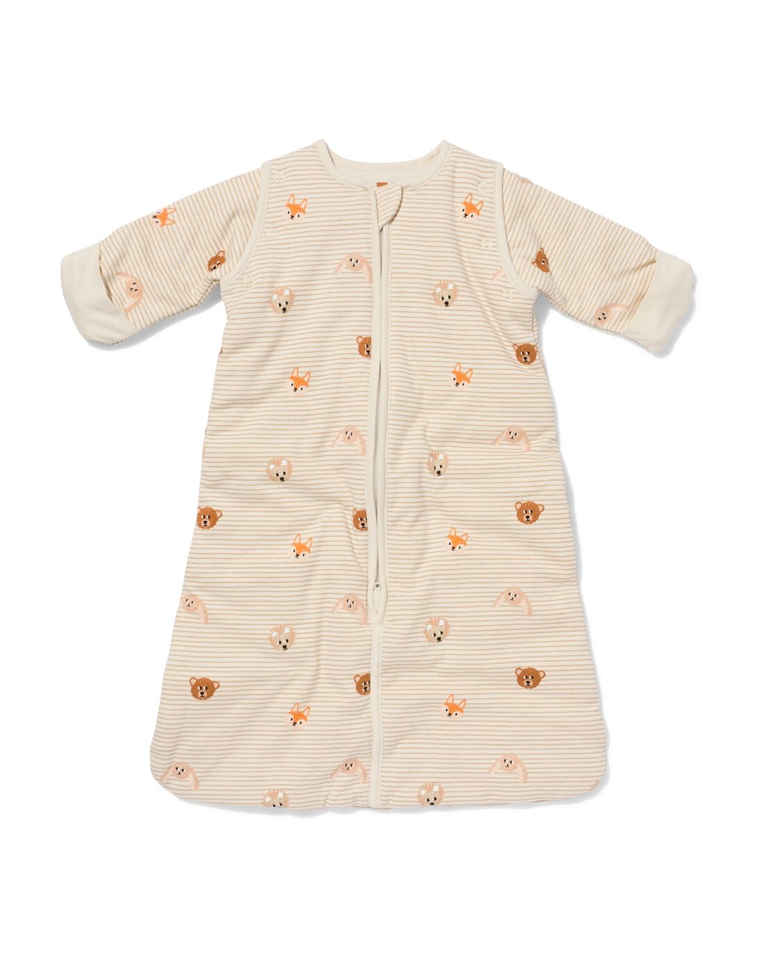 HEMA Babyslaapzak met afneembare mouwen katoen 3tog dieren naturel (naturel) | HEMA