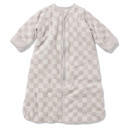 HEMA Babyslaapzak met afneembare mouwen velours 3tog blokken lichtgrijs (lichtgrijs) | HEMA