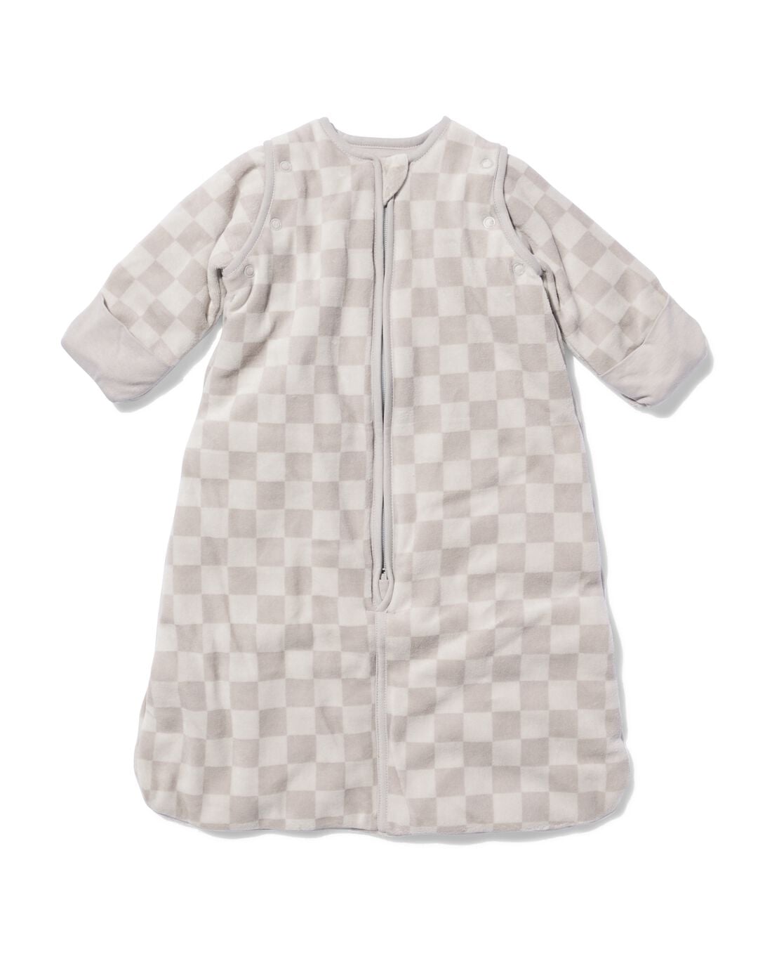 HEMA Babyslaapzak met afneembare mouwen velours 3tog blokken lichtgrijs (lichtgrijs) | HEMA
