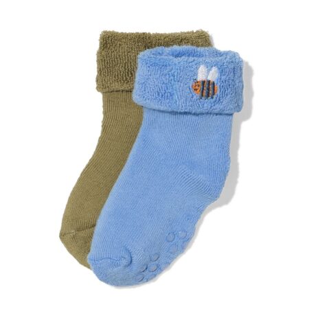 HEMA Babysokken badstof bijen - 2 paar blauw (blauw) | HEMA