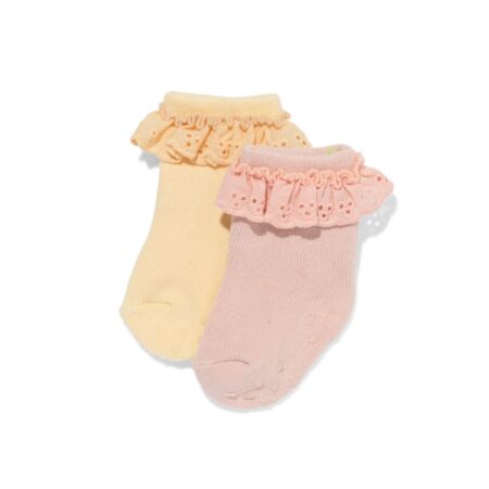 HEMA Babysokken badstof broderie - 2 paar oudroze (oudroze) | HEMA