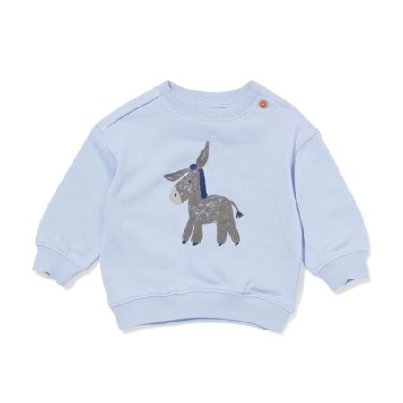 Babytrui sweatstof ezels lichtblauw