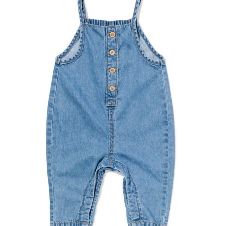 HEMA Babytuinbroek denim middenblauw (middenblauw) | HEMA