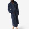 HEMA Badjas rib fleece donkerblauw (donkerblauw) | HEMA