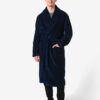 HEMA Badjas velours donkerblauw | HEMA