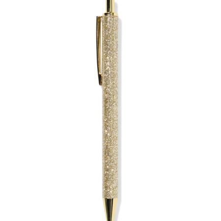 Balpen glitter goud blauwschrijvend