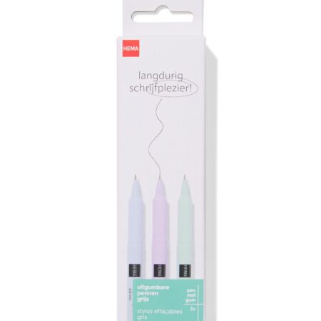 HEMA Balpennen grijs uitgumbaar - 3 stuks (grijs) | HEMA