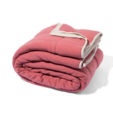 HEMA Bedsprei 260x235cm jersey beige-rood (beige) | HEMA