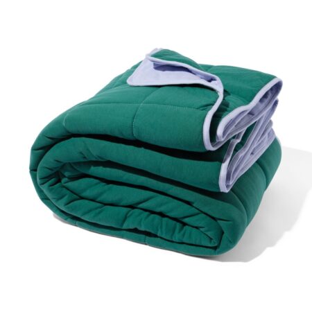 HEMA Bedsprei 260x235cm jersey groen-lila (groen) | HEMA