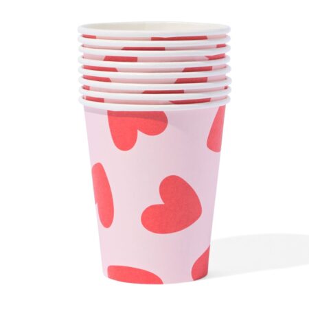 HEMA Beker hartjes 8 stuks (rood) | HEMA