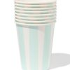 Bekers 250ml papier strepen - 8 stuks (blauw)