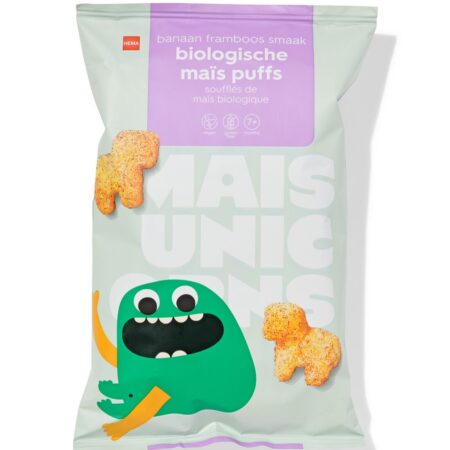 HEMA Bio maïs puffs banaan-framboos 30g | HEMA