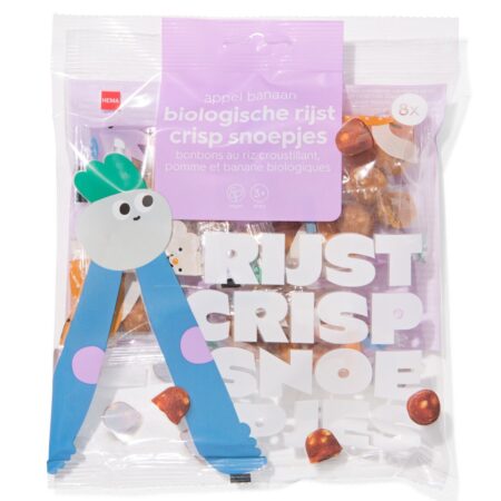 HEMA Bio rijst crisp snoepjes appel-banaan uitdeelzak - 8 stuks | HEMA