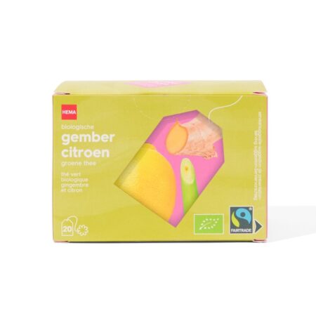 Biologische groene thee gember citroen - 20 stuks