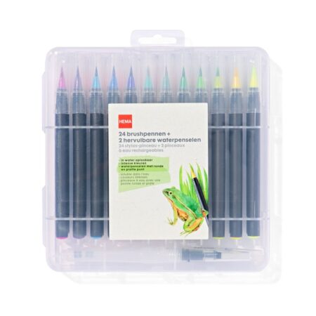 HEMA Brushpennen en hervulbare waterpenselen 26-delig | HEMA