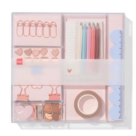 HEMA Bureau accessoires hartjes (roze) | HEMA