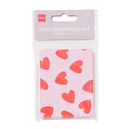 HEMA Cadeau-envelop set hartjes - 6 stuks (rood) | HEMA